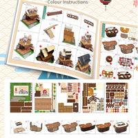 DIY Japanese Sushi Shop Kit Realistic Design DIY Wooden Sushi Restaurant Model with Furniture Japanese Restaurant Model Kit for Hobbyists, Adults