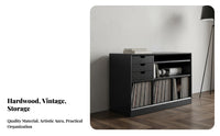 Durable Wood Construction Floor-Standing Vinyl Cabinet Freestanding Media Storage Multi-Compartment Design Household Furniture sturdy Duty for vinyl record storage Collectors, Music Lovers, Home Theater fans, Living Room, Bedroom, recreation Center