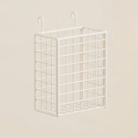 Metal Grid Wall Basket with Hooks Multipurpose Metal Wire Hanging Basket Space-Saving Organizer for Kitchen, Washroom, Closet