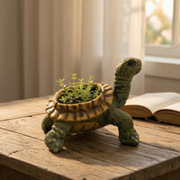Turtle Planter Resin Planter with Shell Cavity Functional for Plant Lovers