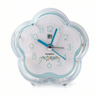 Translucent Flower-Shaped Alarm Clock Large Numerals Clear Plastic Alarm Clock Folding Stand Desk Accessory Floral Motif
