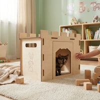 Wooden Pet Castle Flat-Panel Pet Castle  Easy to Assemble Small Animal Hideaway Hut for Small Animals