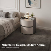 Round 2-Drawer End Table Modern Design Nightstand Space-Saving for Homeowners