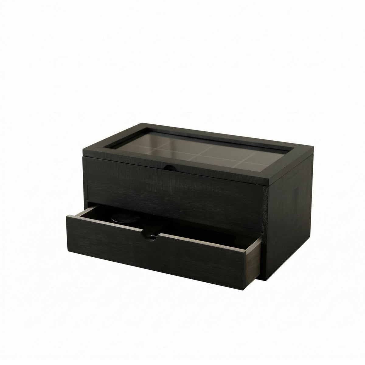 Tea Storage Box with Drawer Transparent Lid Tea Organizer with Drawer Divided Compartments Holder Container for Office