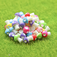 Mini Colorful Resin Six-Dot Mushroom Figurines for Micro Landscape DIY Terrarium Decor