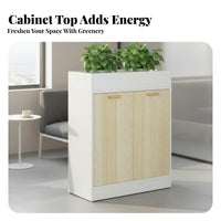 Freestanding Divider Shelf Decorative Office Partition Cabinet Space-Saving Storage Cabinet with Planter for Interior Designers, Restaurant, Workspace