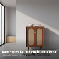 Wooden Footwear Organizer Solid Wood Frame Standing Storage Cabinet Retro Design Standing Shoe Rack for Homeowners, Families, Hallway, Living Room
