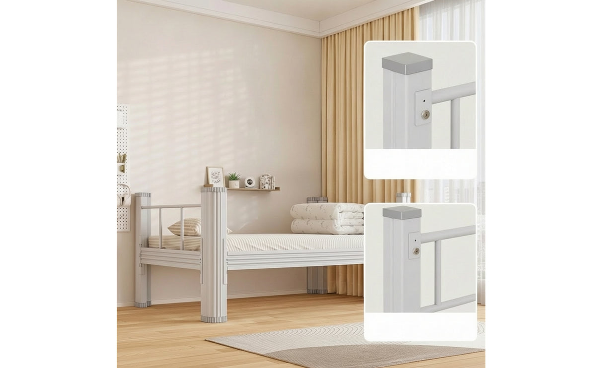 Foundation Bed with Boards No Box Spring Needed Metal Bed Frame Sturdy Steel Furniture for Students, Adults, Bedroom, Dorm Room, Apartment