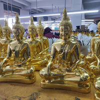 Thai Style Resin Buddha Statue Pair with Gold Foil