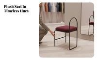 Upholstered Loop-Frame Stool Minimalist Design Indoor Seating for Bedroom, Women