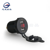 厂家批发船用改装充电器插座带电压显示12/24V双USB车载充电器
