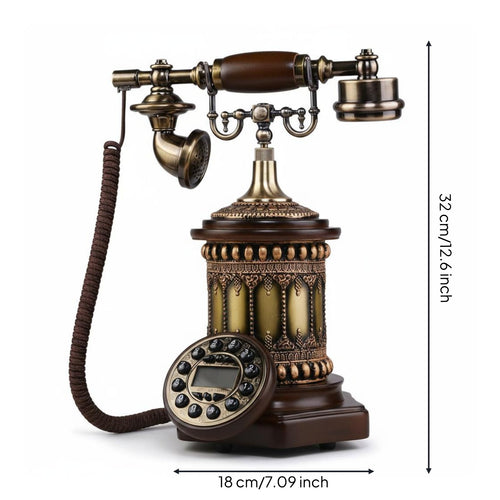 Antique Desk Phone Decorative Communication Device Gold-Toned