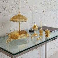 6 Pieces Ornate Carriage Scent Burner Gift Idea Golden-Hued Burner Set Stable Base B