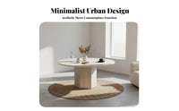 Sintered Stone Top Round Pedestal Table Modern Minimalist Design Pedestal Coffee Table French-Inspired Household Furniture Small Apartment suitable for for residents, Interior Designers, Families with Children, Living Room, Lounge Area, Office