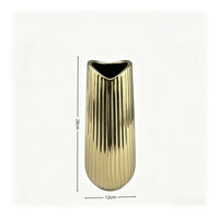 Ribbed Vase Reflective Cylindrical Vase Flower Holder Modern Vessel Tall for Home Decorators, Living Room, Mantel