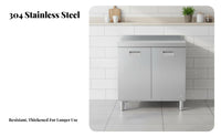 Rustproof Stainless Steel Kitchen Cabinet Easy to Clean Freestanding Kitchen Base Cabinet Waterproof Metal Storage Cupboard Scratch Resistant for Apartment Dwellers, Homeowners, Families, Utility Room, Garage
