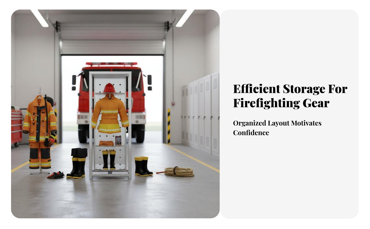 Stainless Steel Fire Suit Hanger Double-Sided Rotating Turnout Gear Rack Heavy Duty Firefighter Uniform Rack for Firefighters, Emergency Responders