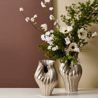 Imported Aluminum Vase in Silver Hammered Finish
