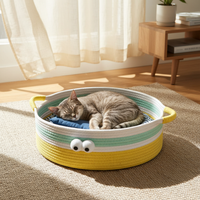Hand-Woven Rattan Cat Bed with Cushion - Summer Cool Pet Hammock for Cats