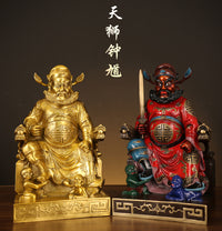Brass Zhong Kui Statue, Taoist Deity Figure, Large Size for Study or Living Room