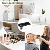 Wall-Mounted Solid Wood Hair Dryer Holder for Bathroom Storage