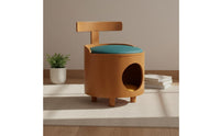 Wooden Cat Nest Stool Closed Warm Feline Retreat Stool Bed 2-in-1 for Living Room