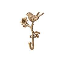 Metal Hook with Bird Motif Compact Antique Gold Hook Long-Lasting for Entryway