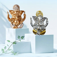 Resin Ganesha Sculpture Lotus Throne Ganesha Figure Figurine Wealth And