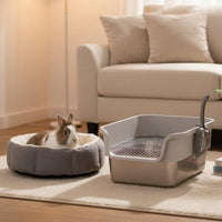 Stainless Steel Rabbit Litter Box Splash-Proof Rabbit Toilet Detachable Design