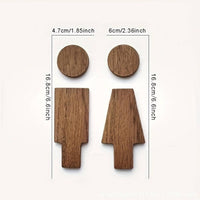 2 Pieces Wooden Toilet Sign Set Long-Lasting 3D Wood Toilet Symbols Easy To