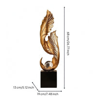 Golden Plume Statue Layered Design Gold Crystal Sphere Stand Stable Weighted Base Artificial Crystal Ball Figurine