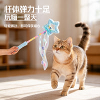 发声魔法逗猫棒耐抓咬猫咪自嗨解闷玩具带流苏长杆毛绒逗猫玩具