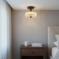 Ice-Drop Hanging Lamp Wood Grain Hanging Crystal Light Textured