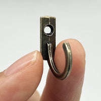 Antique Alloy Mini Wall Hooks, Single Row, Single Hole, Set of 10