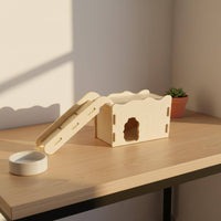 Hamster Ramp House Side Entrance Wood Hamster House Wavy Top Border