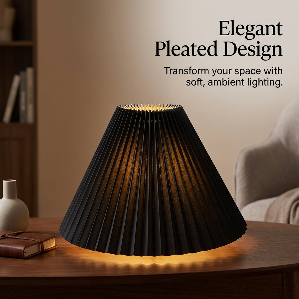 Home Decor Pleated Cloth Lampshade for Table and Ceiling Lights, Textured Material Shade for Living Room, Versatile Design