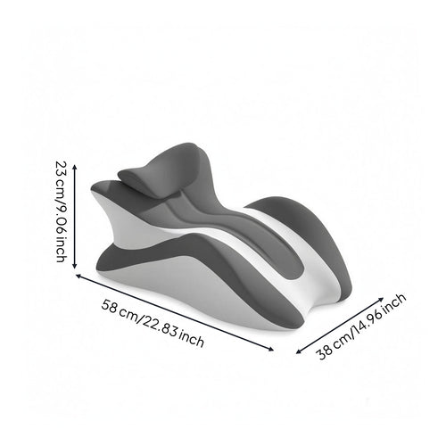 Memory Foam Prone-Sleeping Pillow Recessed Channel Sleep Accessory Two-Tone Gray