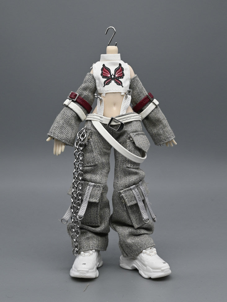 12-point Sweet-Cool Doll Outfit for BJD Dolls, Punk Cargo Pants