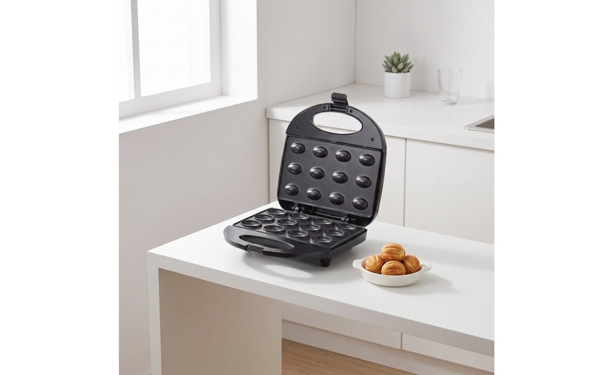 Nonstick Breakfast Maker Electric Baking Machine with 12 Cavities Countertop Snack Maker Compact for Busy Professionals, Students, Kitchen, Dorm Room, Apartment