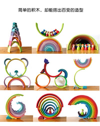 Wooden Rainbow Stacking Blocks Toy for Kids