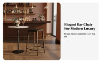 Kitchen Island Stool with Backrest Luxury Design Wooden Counter Stool with Backrest Built-in Footrest High Weight Capacity