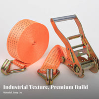 Ratchet Lashing Strap High Load Capacity Ratchet Securement Strap Secure Locking Mechanism Double J Hook Securement Strap for Movers, Trailers
