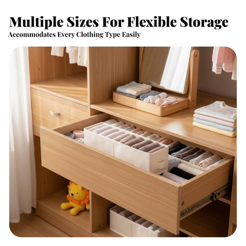 3 Pieces Underwear Compartment Box Set cleanable Drawer Organizer Foldable