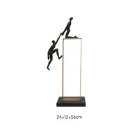 Abstract Human Sculpture Metal Figurine with Base Human Figurine Ornament for Bookshelf