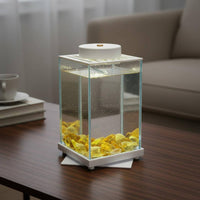 Desktop Fish Tank with Light Compact Size Desktop LED Aquarium Panoramic View Rotating Betta Tank for Beginners, Kids, Office, Bedroom