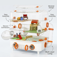 Large Hamster Cage 2 Tiers, Acrylic Hamster Cage with Accessories, DIY Customizable Habitat for Small Pets, Hamster Cage for Exploration