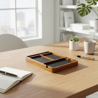 Wooden Valet Tray Phone Slot Desktop Storage Tray Smooth Surface for Office
