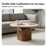 2 Pieces Nesting Coffee Tables Wabi-Sabi Aesthetic Round Nesting Tables Space-Saving Non-Slip Feet for Families, Lounge Area