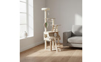 Includes Hanging Toy Multi-Level Feline Tree with Space Capsule Feline Climbing Frame with Scratching Posts Pet Furniture for Large Cats, Kittens, Indoor