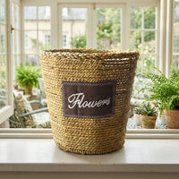 Indoor Plants Seagrass Woven Basket with Liner, Vintage Style Indoor Plant Pot for Home Decor, Hand Woven Storage Basket, 1 Pack Plant Basket